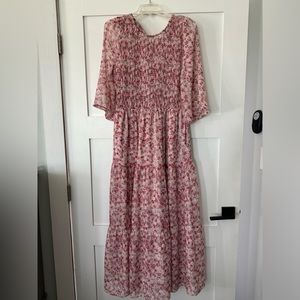 Pink floral maxi dress